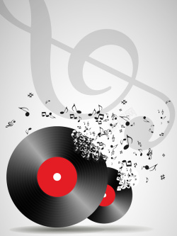 音乐梦黑胶光盘创意音符简约音乐梦海报背景素材高清图片