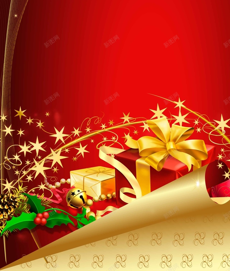 圣诞节竖版红色礼品海报背景jpg设计背景_新图网 https://ixintu.com 圣诞节 礼品 礼物 礼盒 竖版 竖版ppt模板 红色 金色