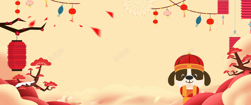 新年狗年灯笼简约黄色背景psd设计背景_新图网 https://ixintu.com 2018狗年 2018 新年快乐 新春大吉 狗年 喜迎新春 除夕 除夕夜 春节 新年 狗年吉祥 金狗