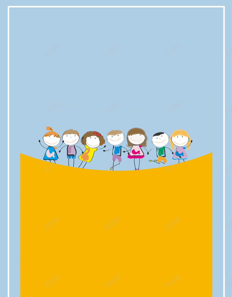 开学季宣传海报背景psd设计背景_新图网 https://ixintu.com 幼儿园 蓝底 插画 开学 橙色 卡通 童趣 手绘