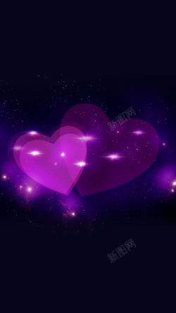 闪烁爱心情人节唯美星空爱心素材H5背景素材高清图片