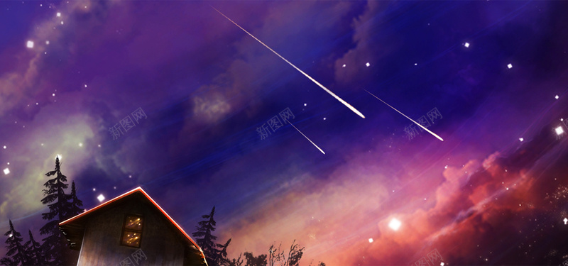 浪漫的流星雨夜空jpg设计背景_新图网 https://ixintu.com 流星 星星 海报banner 卡通 童趣 手绘