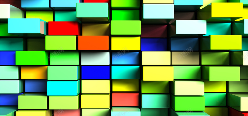 彩色立体方块方形横幅背景背景