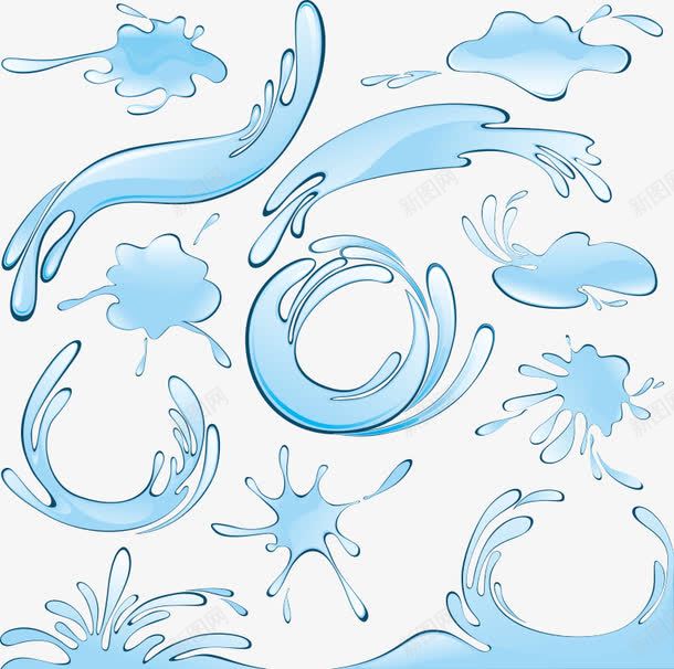 矢量水花纹png免抠素材_新图网 https://ixintu.com 蓝色水花纹 水花纹 水滴 水效果
