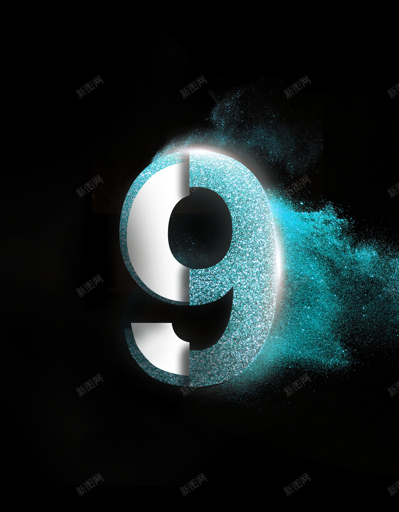 高科技特效数字9字海报jpg设计背景_新图网 https://ixintu.com 炫酷数字海报 海报 特效 黑色 光 字体 9 发光字动感 科技 科幻 商务
