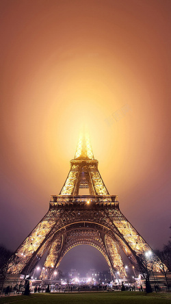 金色铁塔素材埃菲尔铁塔H5背景高清图片