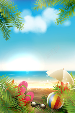 夏季沙滩美景海报背景