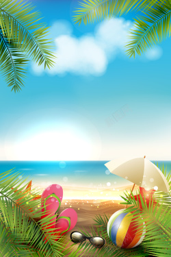 夏日倾情夏季沙滩美景海报高清图片