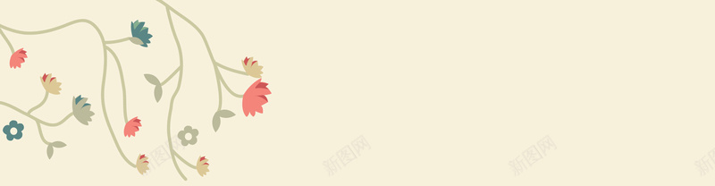 素雅花卉banner背景jpg设计背景_新图网 https://ixintu.com 淡雅花纹 米黄色背景 海报banner 卡通 童趣 手绘