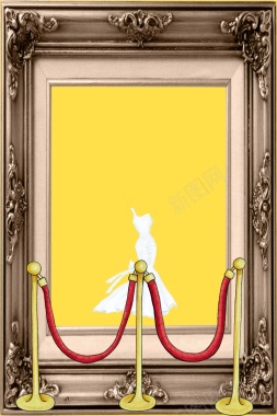 黄色博物馆油画围栏婚纱广告背景背景