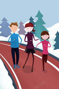冬季运动会卡通手绘跑步运动背景高清图片