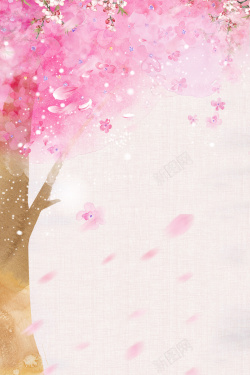 浅粉色手绘春季上新桃花花瓣背景背景