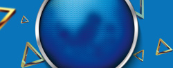 圆球形背景蓝色质感圆球形金色三角背景高清图片