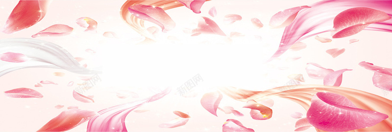 花瓣围绕少女心化妆品背景图背景
