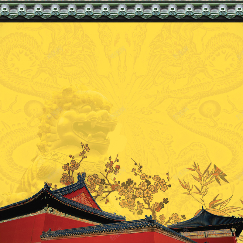 中国元素jpg设计背景_新图网 https://ixintu.com 狮子 梅花 龙 房子 主图 万片 中国风