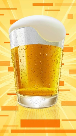 橙色啤酒黄色几何啤酒杯H5背景高清图片