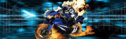 蓝色摩托车摩托车与火焰高清图片