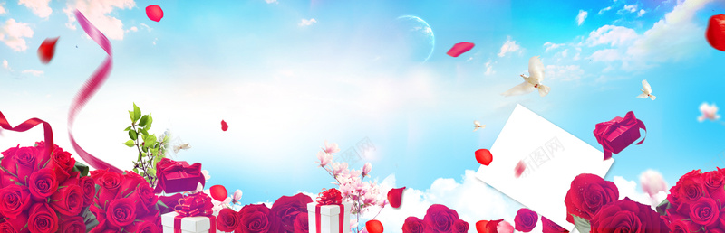 情人节花瓣花朵礼物浪漫电商海报背景背景