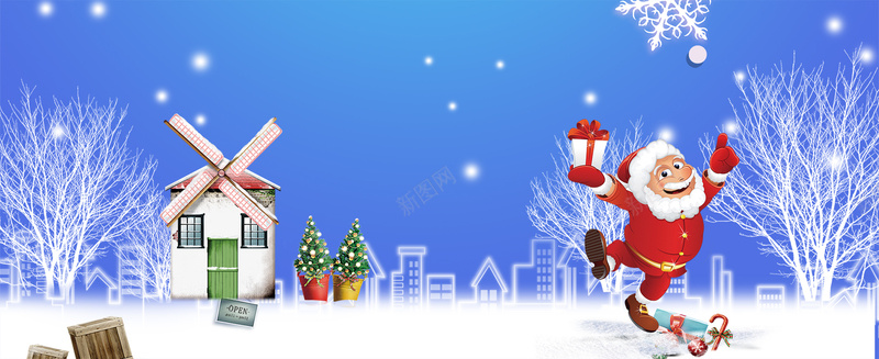 圣诞节雪地卡通手绘蓝色bannerpsd设计背景_新图网 https://ixintu.com 圣诞快乐 圣诞海报 圣诞狂欢 圣诞老人 圣诞节 圣诞树 新年 圣诞元素 双蛋狂欢 元旦 元旦快乐 圣