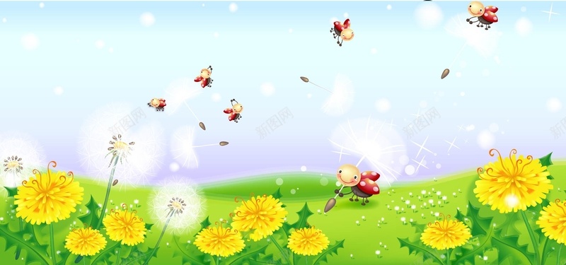 蜜蜂采蜜夏天风景背景eps设计背景_新图网 https://ixintu.com 蜜蜂 采蜜 卡通 忙碌 夏天 花朵 蒲公英 海报banner 童趣 手绘