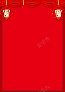 喜庆中国红灯笼简约木纹边框背景背景