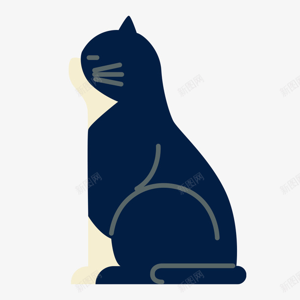 猫扁平动物黑猫png免抠素材_新图网 https://ixintu.com 猫 扁平动物 动物 黑猫