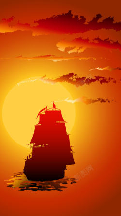 橙色帆船帆船背景高清图片