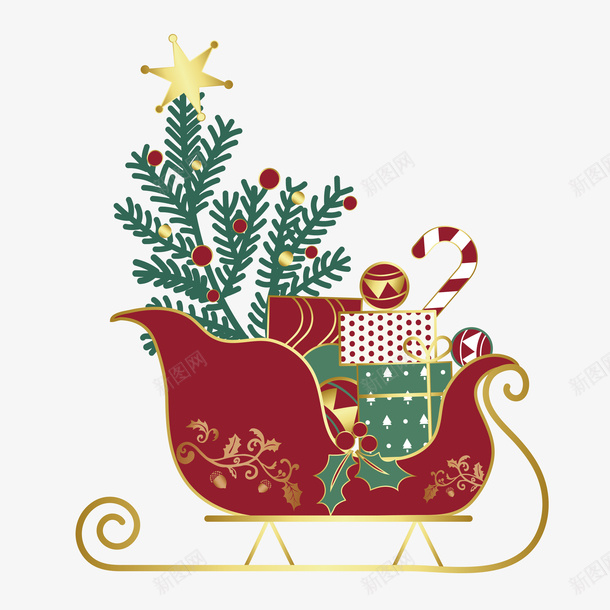 圣诞礼物车免抠素材ai免抠素材_新图网 https://ixintu.com 圣诞节 圣诞礼物 圣诞树 矢量图案 彩色底纹 扁平化