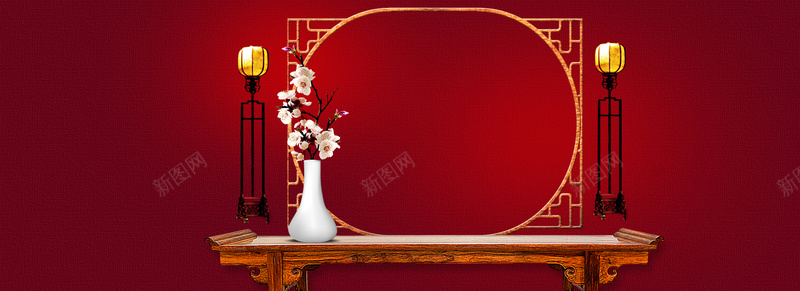 新年年货卡通红色海报banner背景背景