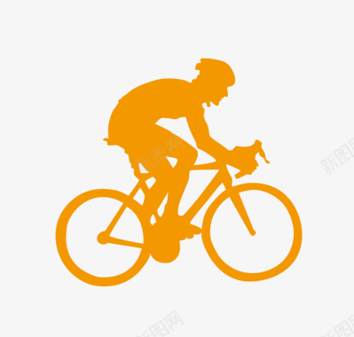 卡通剪影骑自行车图标