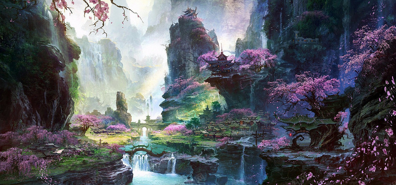 梦幻仙境jpg设计背景_新图网 https://ixintu.com 仙境 花朵 神仙 海报banner 卡通 童趣 手绘