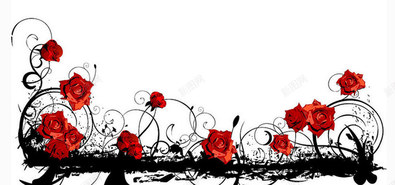 黑色简约玫瑰手绘背景背景