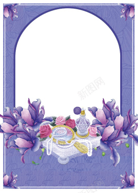 紫色浪漫花朵边框背景背景