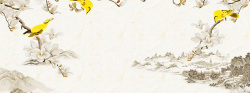 花鸟雕刻玉兰花中国风背景高清图片