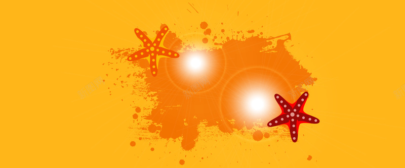 橙色夏季背景jpg设计背景_新图网 https://ixintu.com 海报banner 手绘背景 橙色背景 卡通 海星 童趣 手绘