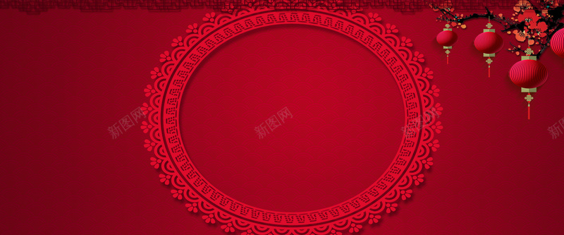 中国新年红色灯笼淘宝海报banner背景背景