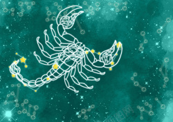 天蝎座星座梦幻紫12星座天蝎座卡通图案绿色背景素材高清图片