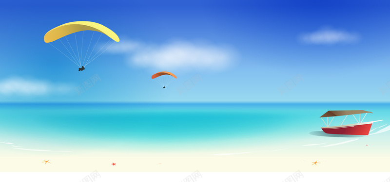 沙滩海滩滑翔伞背景背景