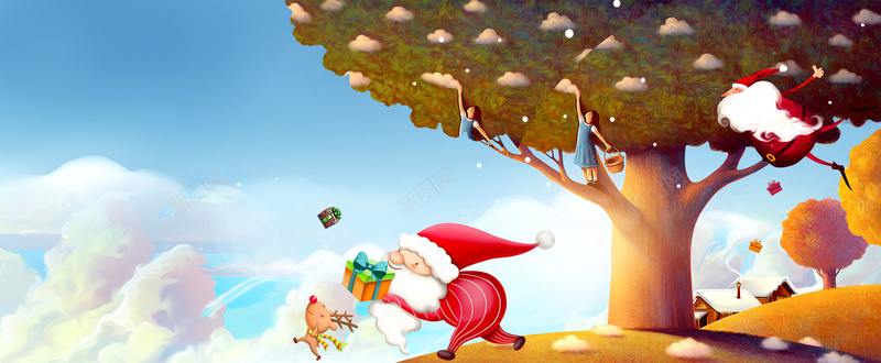 圣诞节卡通老人小清新蓝色bannerpsd设计背景_新图网 https://ixintu.com 圣诞节 圣诞老人 圣诞快乐 圣诞狂欢 圣诞树 圣诞海报 新年 圣诞元素 双蛋狂欢 元旦 元旦快乐 圣