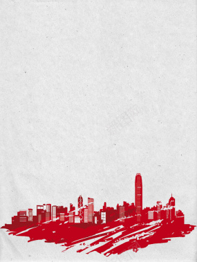 创意扁平插画风香港旅游海报背景