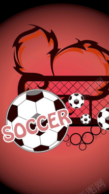 踢球红色背景足球元素背景图背景