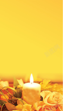 明黄色蜡烛背景元素背景