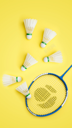 黄色拍子黄色健康运动羽毛球拍子高清图片
