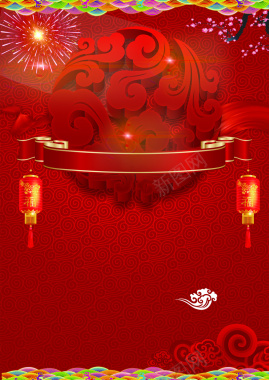 红色喜庆开门红新春海报背景素材背景
