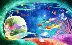 唯美的童话世界卡通海底世界背景素材高清图片