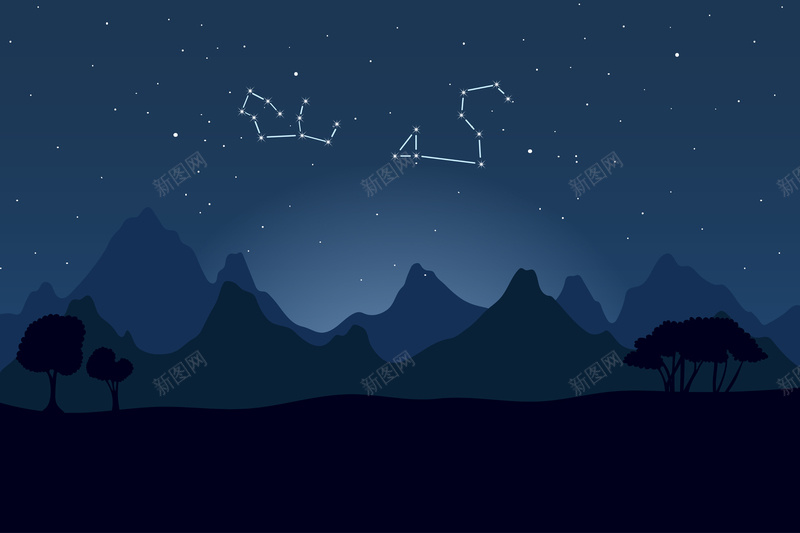 抽象星座背景的夜景观背景素材jpg设计背景_新图网 https://ixintu.com 抽象背景 抽象 景观 符号 背景 空间 明星 山 生肖 树木 自然 梦幻