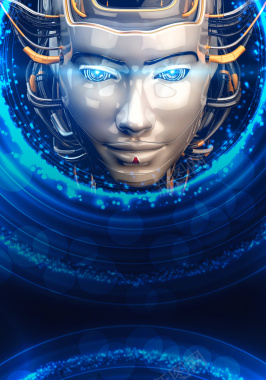 蓝色炫光科幻科技人物脸谱商务背景素材背景