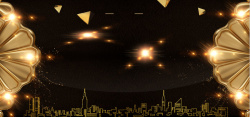 璀璨星光金色圣诞树模大气时尚黑色简约海报banner高清图片