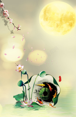中国风中式莲花莲叶背景素材背景