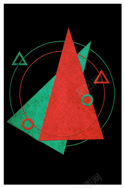 抽象几何简约黑绿红三色复古怀旧背景背景